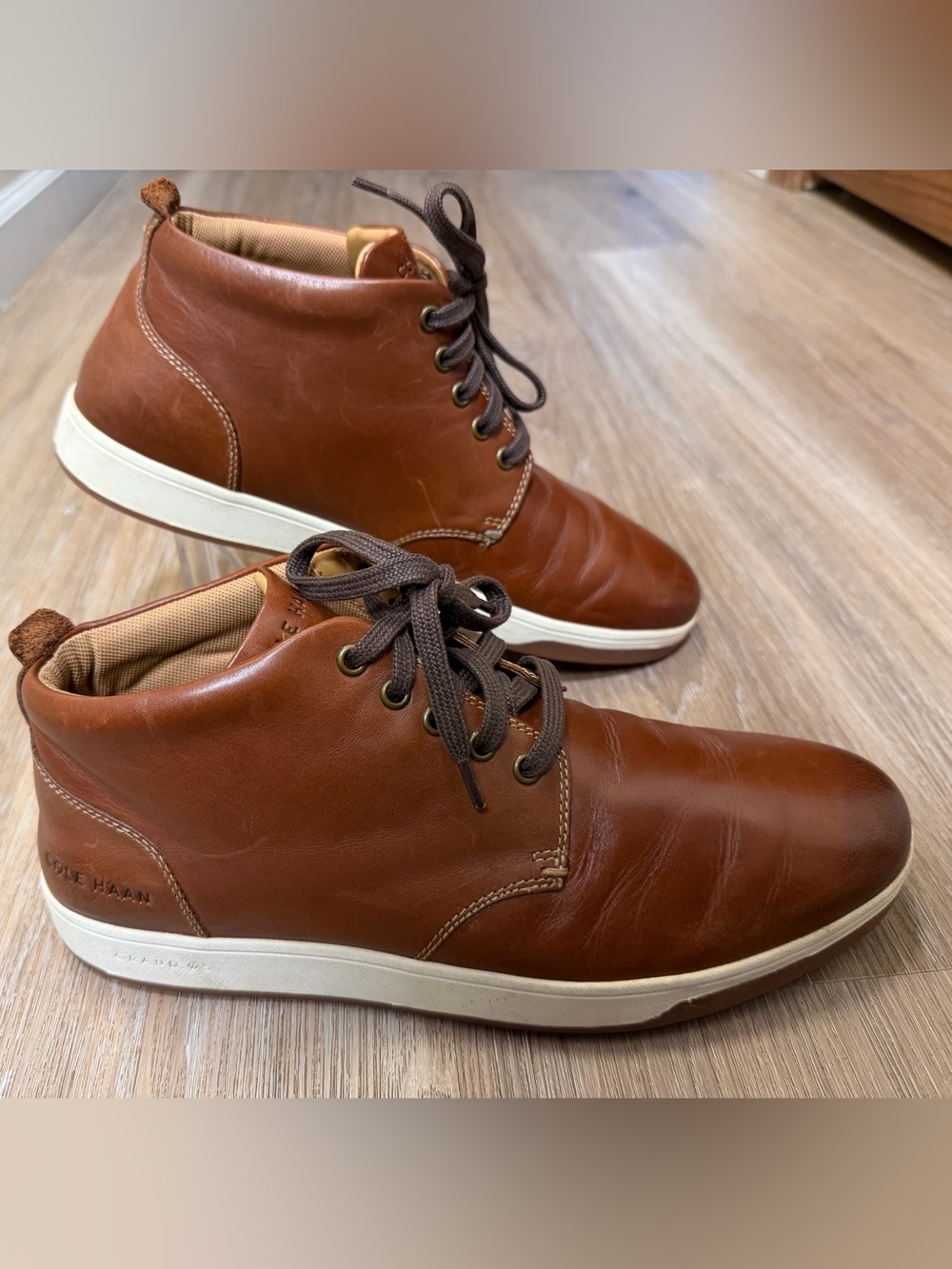 Cole Haan Grand OS Men’s Leather Chukka Sneakers Boots Size 11 Brown New